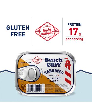 Beach Cliff Wild Caught Fish Steaks in Mustard Sauce 3.75 oz Can (Pack of 12) - High Protein & Gluten-Free - Perfect for Pasta & Seafood Recipes - Buy Online on SooperMarket.com
