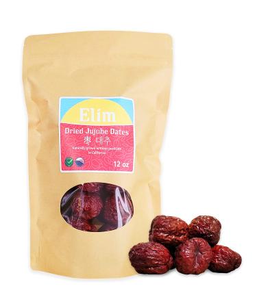 Elim Farms Dried Jujube Dates, Chinese Korean Fruit (Grown 100% Naturally in California),12 oz Pre-Washed Bag