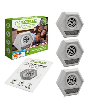 ISOTRONIC MAUS distributor Ultrasound + Light Mouse defense |Electronic rat defense against mice |Without chemistry and mouse trap |Safe for people and pets 3 Set