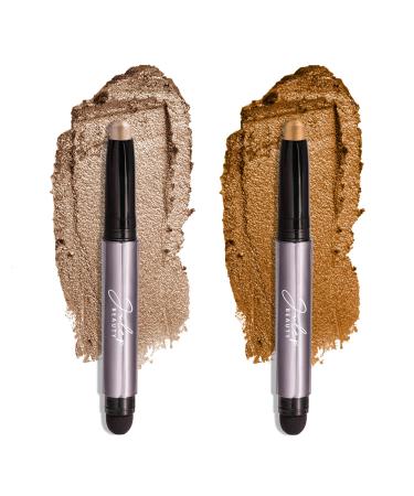 Julep Eyeshadow 101 Cr me to Powder Waterproof Eyeshadow Stick Duo  Silver Moonlight Metallic & Honey Gold Metallic 08 Silver Moonlight Metallic/Honey Gold Metallic