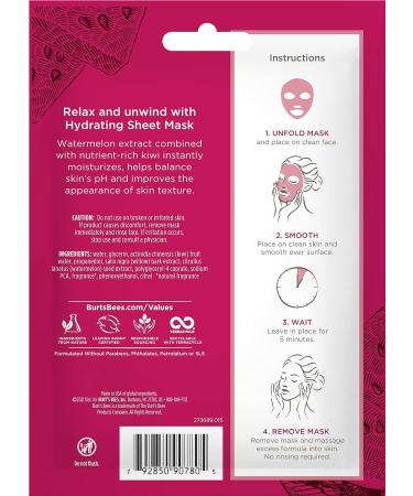 Burt's Bees Hydrating Watermelon Face Masks - 100% Natural (6 Pack) - Buy Online on SooperMarket.com
