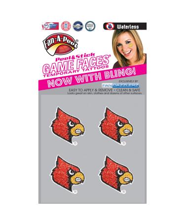 Fan-A-Peel Louisville Waterless Temporary Tattoos - Hypoallergenic Peel and Stick Waterproof Temporary Tattoos  Glitter