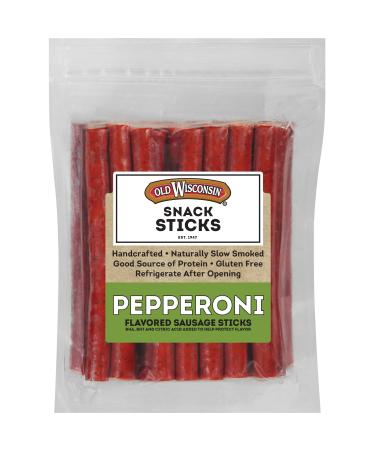 Old Wisconsin Pepperoni Sausage Snack Sticks Naturally Smoked Ready to Eat High Protein Low Carb Keto Gluten Free 28 Ounce Resealable Package