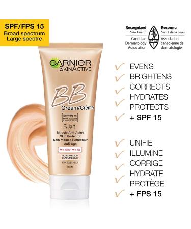 Garnier SkinActive BB Cream 5-in-1 Anti-Aging LightMedium 2.5 fl oz â€“ Perfect Skin Solution - Buy Online on SooperMarket.com