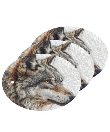 Kigai Sketch Wolf Scrubbing Sponge 3 Packs Reusable Dish Wash Scrub Sponge Clean Stubborn Oil Stains Anti-Scratch Cleaning Sponge for Kitchen Tableware