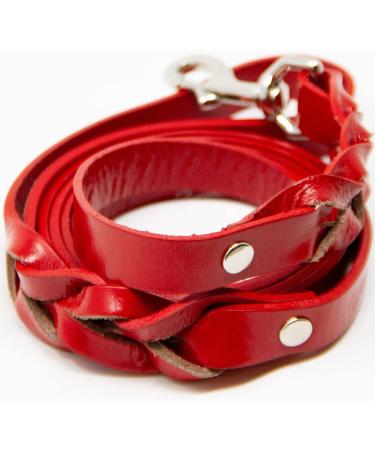 Logical Leather 6FT Braided Dog Leash - Heavy Duty Full Grain Leather Lead in Red - Buy Online on SooperMarket.com