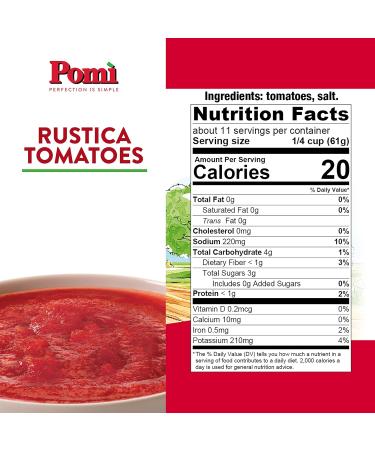 Pom Rustica Italian Tomatoes - 24.7 oz. Glass Bottle, Pack of 6 - Buy Online on SooperMarket.com