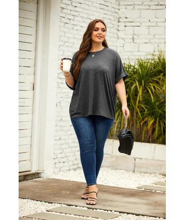 Dark Grey Oversized Women's Summer Tee - Casual Loose Fit Short Sleeve T-Shirt - Buy Online on SooperMarket.com