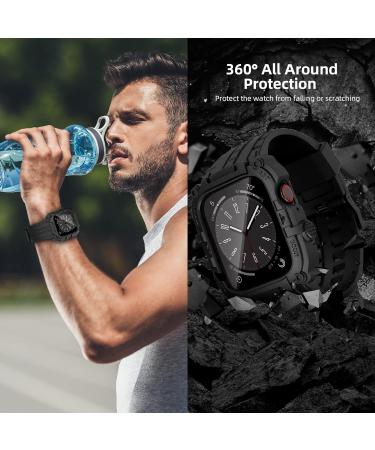 YALOCEA Compatible with Apple Watch Band 44mm with Case Built-in Screen Protector Rugged Shockproof Strap Bumper Cover with Tempered Glass Screen Protector for iWatch Series 6/SE2/SE/5/4 Matte Black Matte Black 44mm - Buy Online on SooperMarket.com