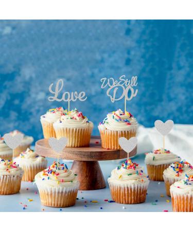 Arthsdite 24Pcs We Still Do Cupcake Toppers Glitter Love Heart Marriage Anniversary Cupcake Picks Bridal Shower Wedding Engagement Birthday Cake Decorations Supplies - Silver Glitter Silver Cupcake Toppers - Buy Online on SooperMarket.com