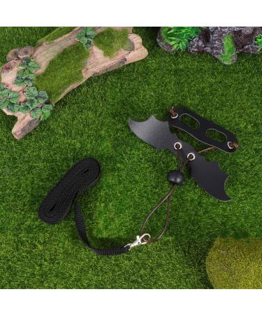 Adjustable Lizard Traction Rope & Leather Wings Leash - 3 Piece Pet Climbing Belt - Cool Black Training Accessory - Buy Online on SooperMarket.com