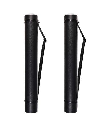 2-Pack Extendable Poster Tubes Expand from 24.5 to 40 with Shoulder Strap | Carry Documents, Blueprints, Drawings and Art | Black Portable Durable Round Storage Cases with Lids and Labels large Black