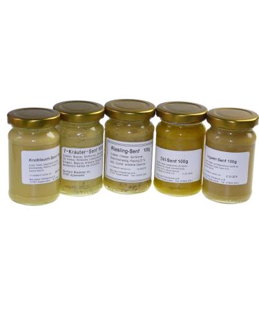 Wiedemer Gourmet Mustard Set - 5 Popular Variations (100g each) | Sweet to Sharp Mustards for Food Lovers - Buy Online on SooperMarket.com