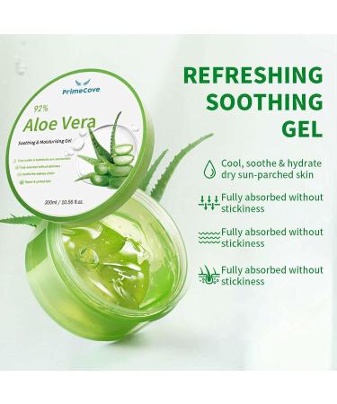 PrimeCove - 92% Aloe Vera Gel (300ml) | Soothing & Cooling | For Hair Face & Body | Fast-Absorbing Moisturiser | Skin-Firming & Protective | All Skin Types - Buy Online on SooperMarket.com