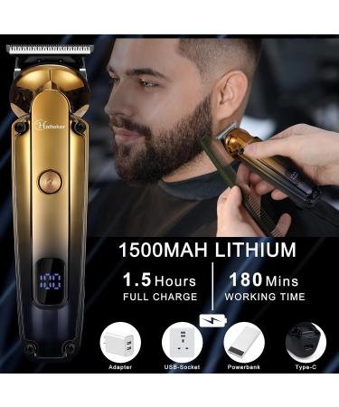 Hatteker Beard Trimmer Kit Professional Hair Clipper with Zero Gapped T-Blade Trimmer Electric Razor Shaver for Nose Ear Beard Body Trimmer for Men Waterproof Cordless Grooming Kit 6 in 1 - Buy Online on SooperMarket.com