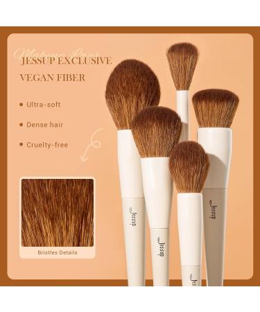 Jessup 5Pcs Face Makeup Brush Set - Vegan Soft Brushes for Foundation, Contour, Highlighter, and Setting Powder - Light Grey T493 C-493 - Buy Online on SooperMarket.com