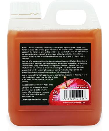 Raw and Unfiltered Apple Cider Vinegar with the Mother - 1 Litre Jerry Can - 35.2 fl. oz - Buy Online on SooperMarket.com