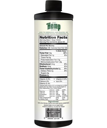 Just Hemp Foods Cold Pressed Hemp Seed Oil 16.9 fl oz - Pure & Natural - Buy Online on SooperMarket.com