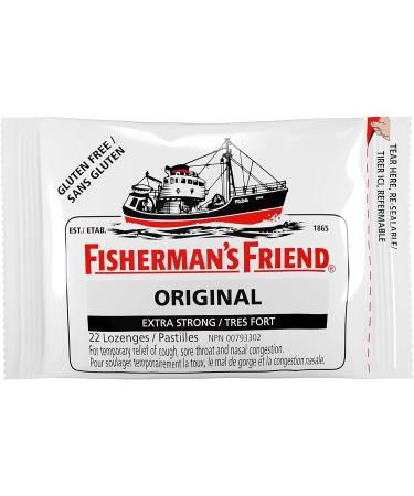 Fisherman s Friend Original Extra Strong | For Temporary Relief of Cough Sore Throat & Nasal Congestion | All Natural | Halal Vegan Kosher & Gluten Free | 8 Packs of 22 Lozenges (176 Total Count) - Buy Online on SooperMarket.com