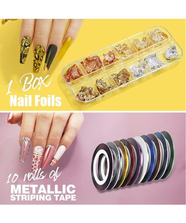 Teenitor Nail Art Decoration Kit - 50 Sheets Stickers, Water Decals, Rhinestones, Glitter, Foils, Striping Tape, Flowers Slices - Buy Online on SooperMarket.com