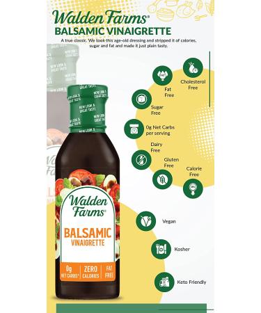 Walden Farms Balsamic Vinaigrette Dressing 2-Pack | Sugar-Free, Keto-Friendly, Vegan | 0g Net Carbs | Fresh Salad and Pizza Topping | 12 oz. Bottles - Buy Online on SooperMarket.com
