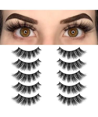 Lashes Natural Look Fake Eyelashes - Bepholan False Eyelashes 3D Super Fluffy False Lashes Black Band Wispy Lashes 5-Pack Faux Mink Lashes XMZ116