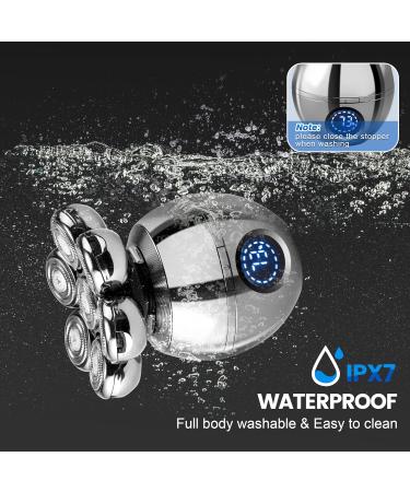 SULIVES 7D Electric Head Shaver for Bald Men - 6-in-1 Wet & Dry Razor Grooming Kit with Trimmer & Cleansing Brush - Wireless Charging - Silver - Buy Online on SooperMarket.com