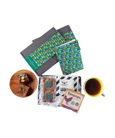 The Sweet Reason Company Salted Caramel Brownies coffee and tea letterbox-friendly gift box. Thank you gift. Letterbox-friendly gift (Thank you)