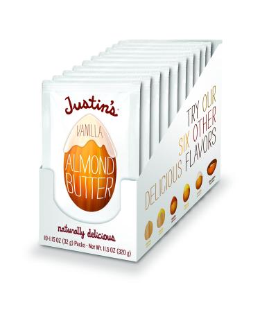 JUSTIN'S Gluten-Free Vanilla Almond Butter 1.15 oz Squeeze Pack, (Pack of 10)