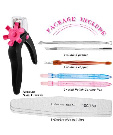 9-Piece Nail Art Tools Set: Acrylic Nail Clipper, 3 Cuticle Pushers, 2 Nail Carving Pens, 3 Nail Buffering Files - Black Stainless Steel Manicure Kit - Buy Online on SooperMarket.com