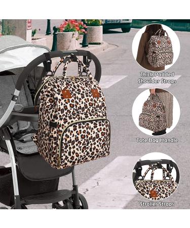 Leopard Print Diaper Bag Backpack | Multifunctional Maternity Bag for Baby Boys & Girls | Large Capacity Travel Nappy Bag - Buy Online on SooperMarket.com