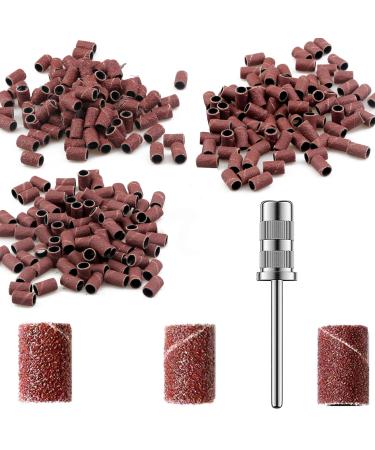 YUTOU Nail sanding caps 150 pieces sanding sleeves with 1 piece nail drill sanding sleeves nail cutter attachment 80/120/180 grit for manicure nail design nail care nail art
