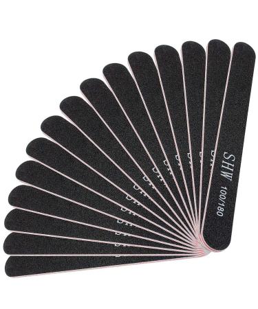 15 Pack Professional Nail File Set Double-Sided 100/180 Grit Emery Board Manicure Tools For Nail Grooming and Styling-Black