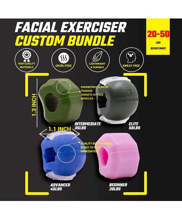 Jawzrsize Athletic Bundle Jaw Enhancer - Reduce Stress & Cravings - Facial Exercise - Pop N Go & Custom Fit - Pink, Blue, Green - Buy Online on SooperMarket.com