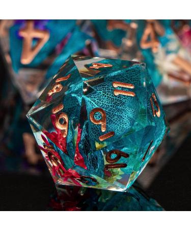 KERWELLSI DND Sharp Edged Resin Dice Set - 7pcs Translucent Polyhedral Dice for Dungeons and Dragons - Handmade RPG Game Dice Set with Gift Box - Flowers & Rainbow - Buy Online on SooperMarket.com