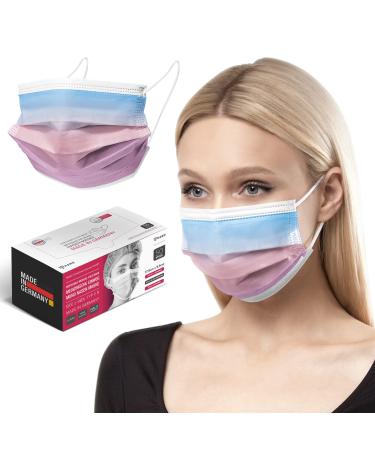 HARD 100 pieces Disposable Face Masks | Made in Germany | Type IIR & CE certified | Breathable Triple Layer - Filtration 99 78% | Elastic Earloops | Mouth Cover - Adults - Rainbow Macadamia 100 Piece standard size (17 5 cm x 9 5 cm) Rainbow Macadamia