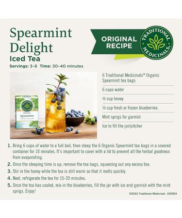 Traditional Medicinals - Organic Spearmint Herbal Tea (Pack of 6) - Refreshing and Minty - 96 Tea Bags Total Tea Spearmint 16 Count (Pack of 6) - Buy Online on SooperMarket.com
