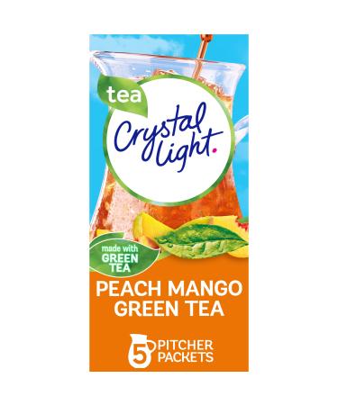 Crystal Light Peach Mango Green Tea Naturally Flavored Powdered Drink Mix, 5 ct Pitcher Packets 5 Count (Pack of 1)