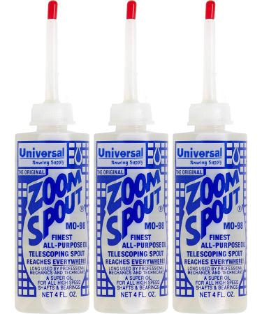 Universal Sewing Machine Oil in Zoom Spout Oiler  Lily White Oil (Stainless) for Sewing Machines, Textile Machinery and Parts (3 Bottles)