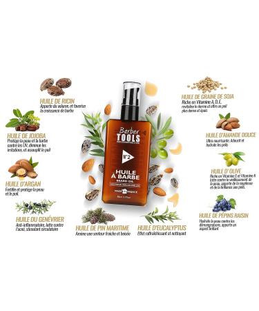 Beard Oil N 2 - 100% Natural Oils | Promotes Beard Growth | 80ml Made in France | With Ricin Oil 7 Vegetable Oils Essential Oils & Vitamin E | Amber & Muschus Scent - Buy Online on SooperMarket.com