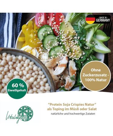 Vitalityballs 2-Pack 500g - 60% Protein Soy Crispies (Nature & Cocoa) - No Sugar Additives - Ideal Topping for Muesli & Salads - Buy Online on SooperMarket.com