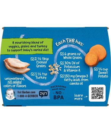 Gerber Sweet Potato Turkey 2nd Foods Dinner - Whole Grains 4 oz (2 Pack) - Baby Food - Buy Online on SooperMarket.com