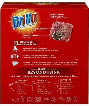 Brillo Steel Wool Soap Pads 18 Count (Pack of 2) - Long Lasting Original Scent Cleaning - Buy Online on SooperMarket.com