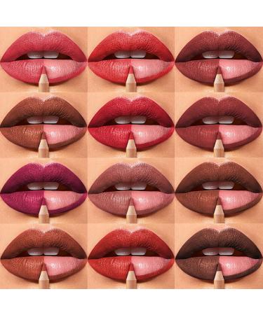 12 Colors Matte Lip Liner Pens Set - Moisturizing Long-Lasting & Non-Sticking Lip Makeup Pencils - Buy Online on SooperMarket.com