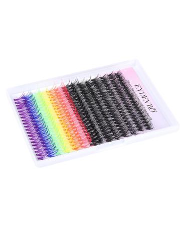 Lash Extension Kit - DIY Colored Lash Clusters | 6 Color Individual Lashes Bond & Seal Tweezers | EYDEVRO 8-16mm D Curl Rainbow Kit - Buy Online on SooperMarket.com