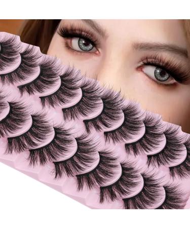 False Eyelashes: Fluffy 20mm Mink Cat Eye Lashes - 10 Pairs Pack for a Natural 5D Curl Wispy Look by EYDEVRO - Buy Online on SooperMarket.com