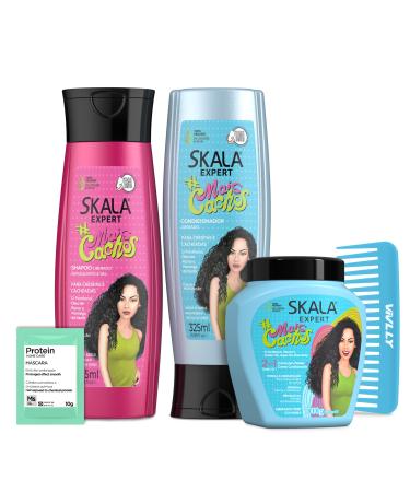 SKALA Type 3ABC 2-in-1 Frizz Control Treatment + Mais Cachos Shampoo & Conditioner 325ml Kit - Complete Curly Hair Care Set With Home Care Protein + Free Comb (Comb Color May Vary).