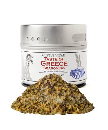 Gustus Vitae - Taste of Greece - Gourmet Seasoning - Artisanal Spice Blend - 2.7oz - Non GMO- Magnetic Tin - Small Batch - Hand Packed