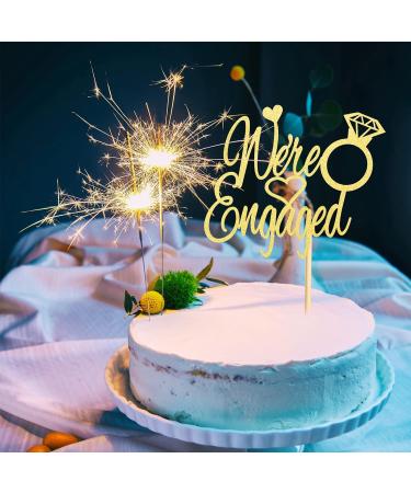 Arthsdite We're Engaged Cake Topper Bridal Shower Cake Pick Decorations for Wedding Engagement Theme Party Decorations Supply - Gold Glitter Gold We Are Engaged Cake Topper - Buy Online on SooperMarket.com