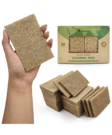 AIRNEX Biodegradable Scrubbing Pads for Dishes - Coconut Fiber Scrub Pads for Dishes - Non Scratch Scouring Pads for Pots and Pans (24 Pack)
